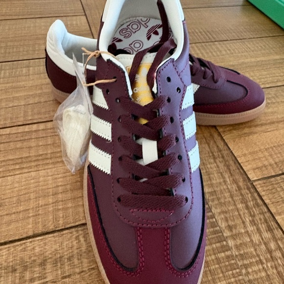 adidas Burgundy and White Samba Sneakers - Picture 2 of 5